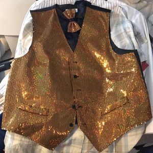 Gold Sequin Vest and Matching Bow Tie